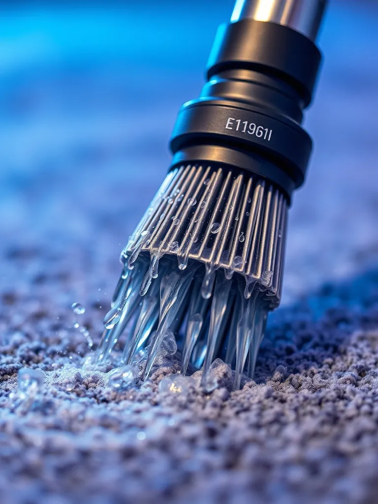 Close up of a professional carpet cleaning nozzle extracting