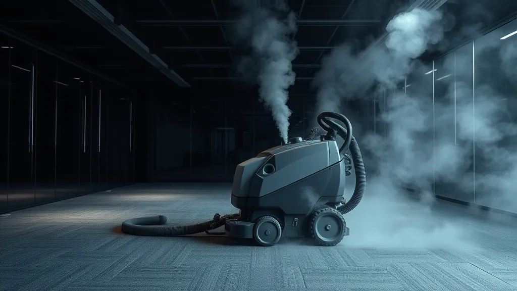 Professional industrial carpet cleaning machine in a dark mo