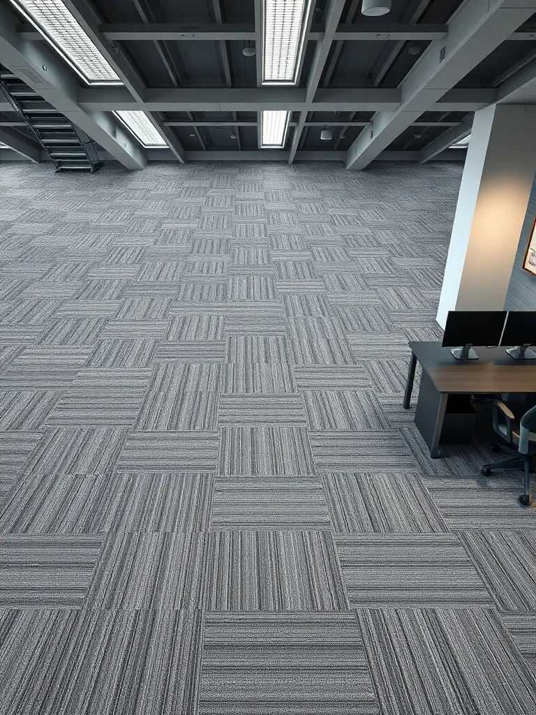 A high-angle professional shot of a modern office floor with